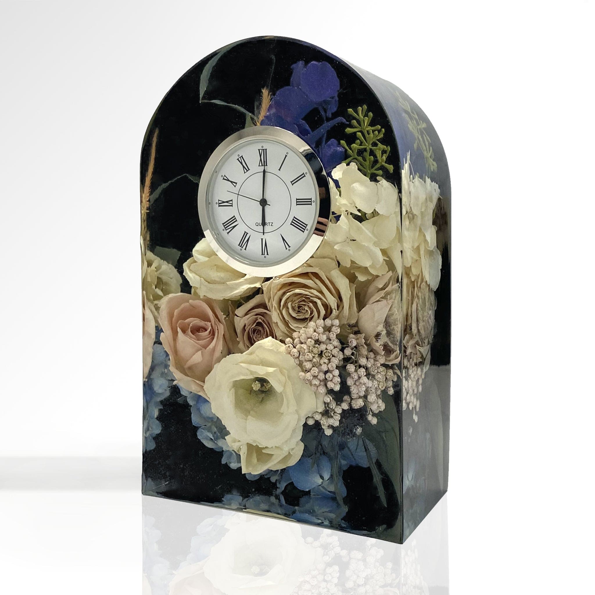 dbandrea Floral Block 7" x 4.3" Arch Floral Clock