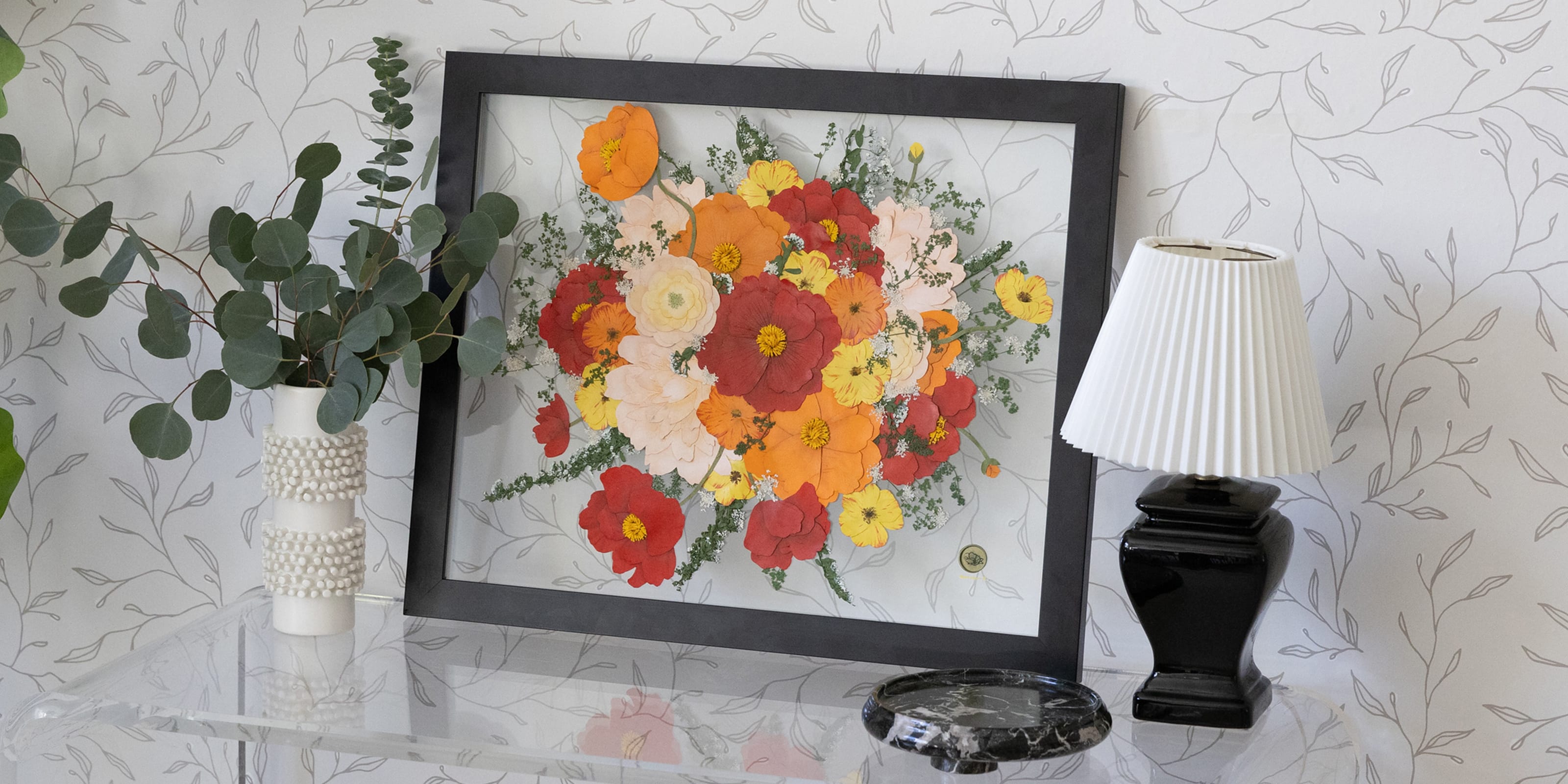 Pressed flowers floating frame display - dbandrea