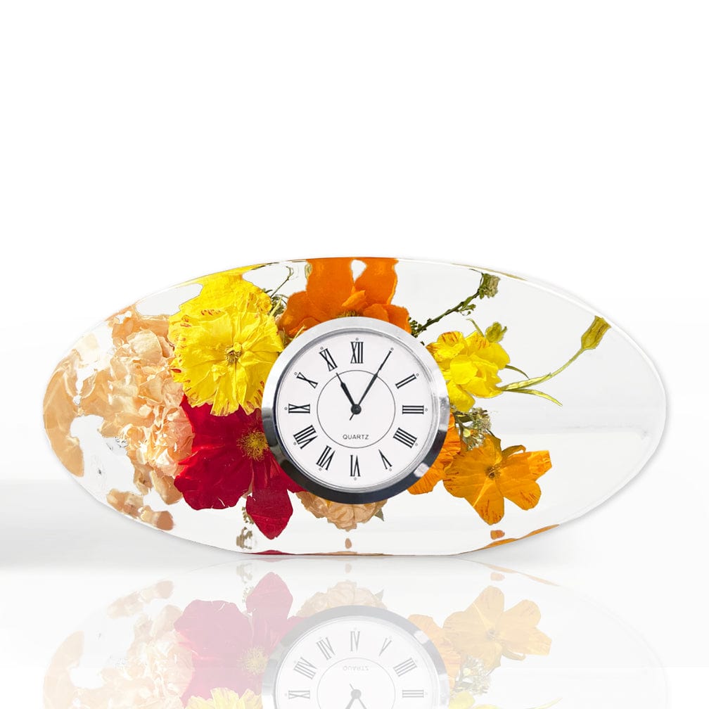 Designs by Andrea Floral Block 5" x 8" / Oval / Medium 5" x 8" Oval Floral Clock - DBAndrea